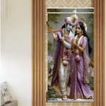 Radha Krishna Divine Union Scroll Wall Panel – Eternal Love and Devotion Spiritual Art by Gruhastu